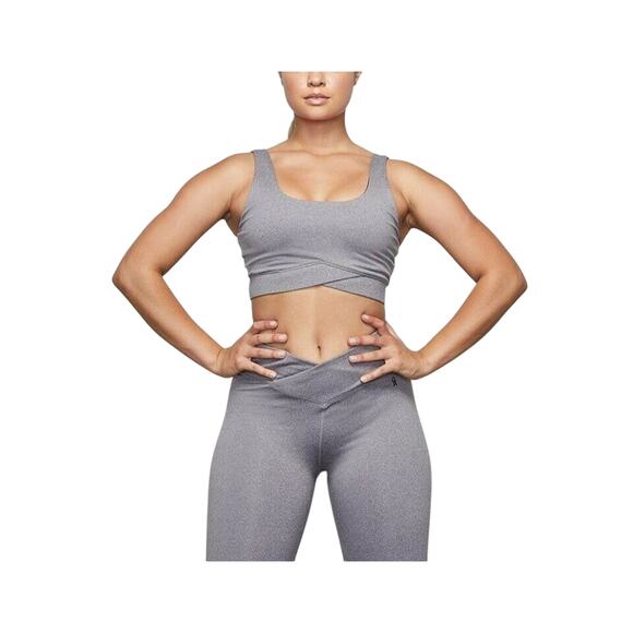 GOOD AMERICAN NEW $65‎ The Cutaway Bralette Sports Bra in Gray 0 / XS - Picture 1 of 4